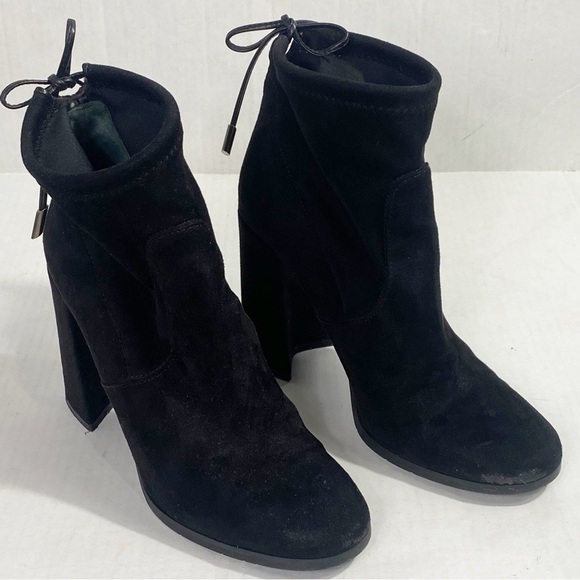 The Shoe Box Nanda Black Suede Bootie Block Heel - Picture 4 of 12